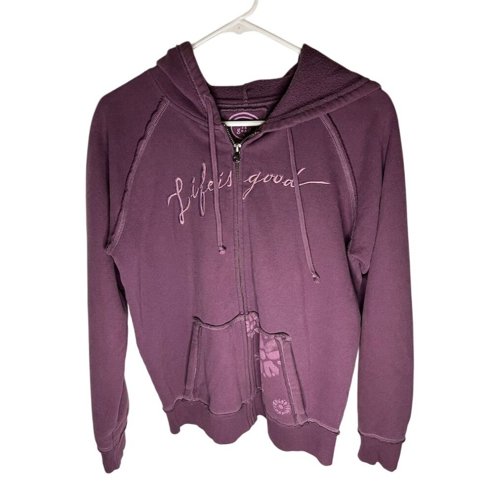 Life is Good Women's Purple Zip-Up Hoodie Jacket Size M